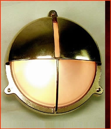 Picture of Round brass bulkhead wall light