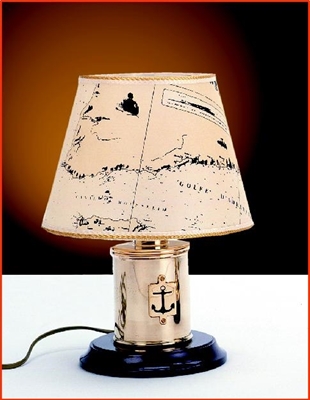 Picture of Polished brass table Lamp on a wooden base