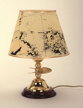 Picture of Polished brass table Lamp on a wooden base