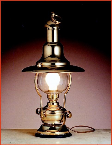 Picture of Brass electric table lamp on wooden base