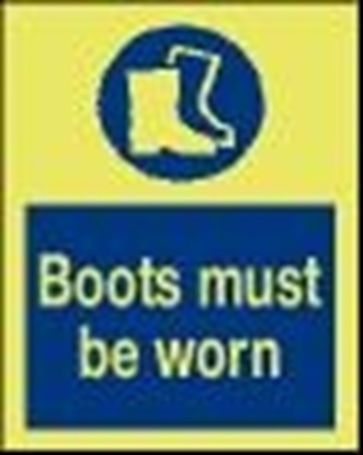 Safety Sign-boots m. be wrn 15x20