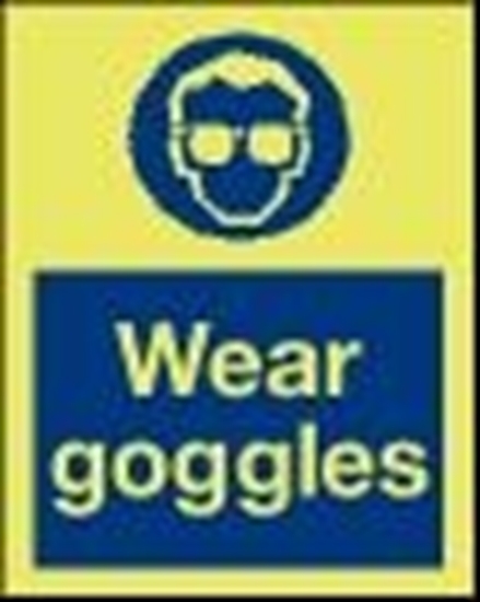 Picture of Safety Sign-wear goggles 15x20