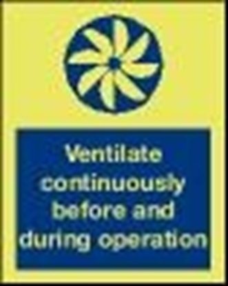 Safety Sign- ventilate cont. before a. during operation 15x20