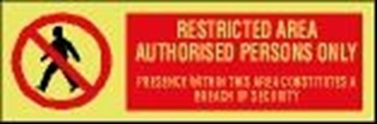 ISPS sign-Restricted area authorised persons only, 30x10 cm