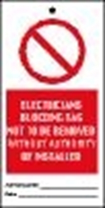 Tags-Electric.block. tag not to be removed w.out. 7.5x15 (10 pz)