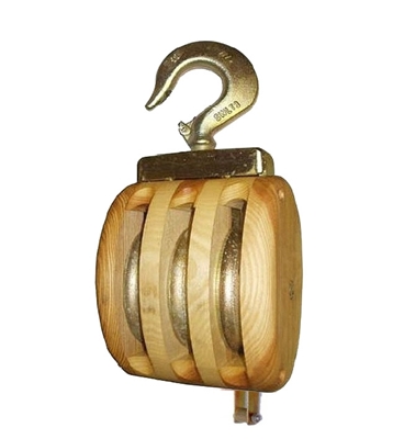 Picture of Wood triple block with swivel hook