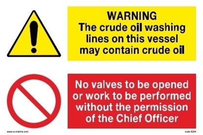 Multipurpose sign- warn. cru.oil../no valves.30x20 IMPA 33.30.12
