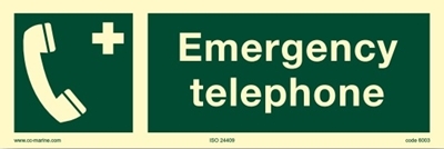 IMO Sign-emergency tel 30x10